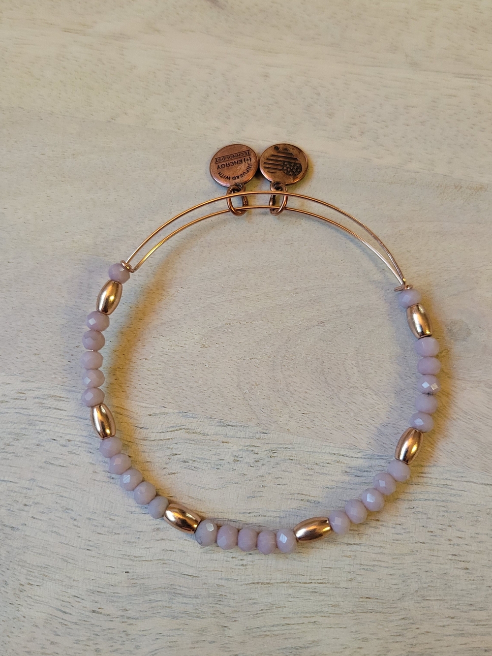 Alex and Ani Lilac Bead Expandable Bracelet with Rose Gold-Tone Accents